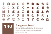 140 Energy and Power Material Icons, a Solid Icon by Creative Stall (Thumbnail 1 of 4)