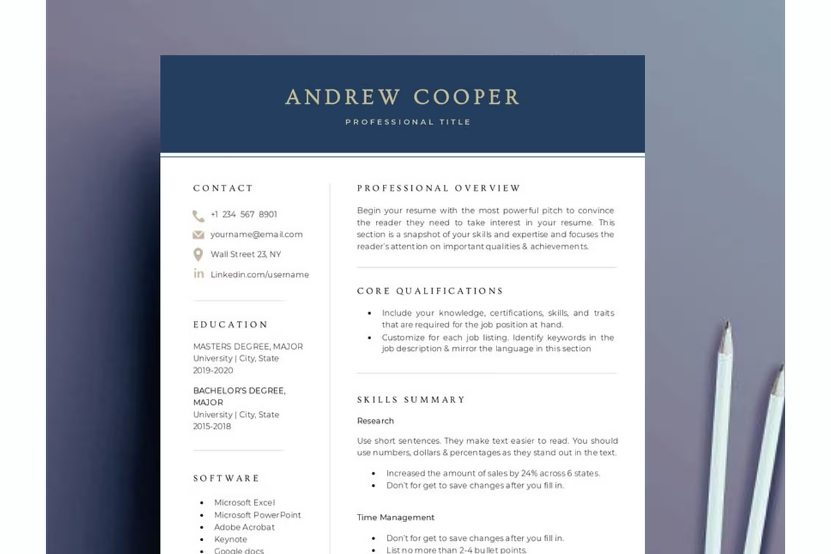 Functional resume cv template, a Resume Template by Climbwithelevator (Photo 1 of 9)