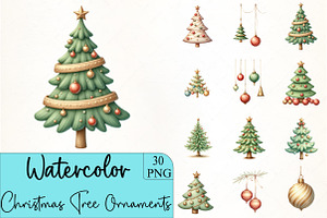 Festive Christmas Tree Ornaments Cli, an Illustration by CrexoraLab