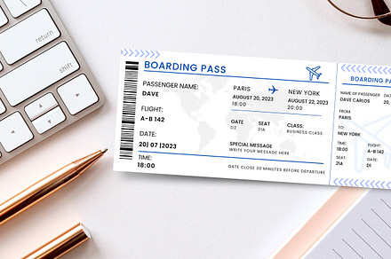 Editable Boarding Pass Ticket Design, a Templates & Theme by Snapybiz