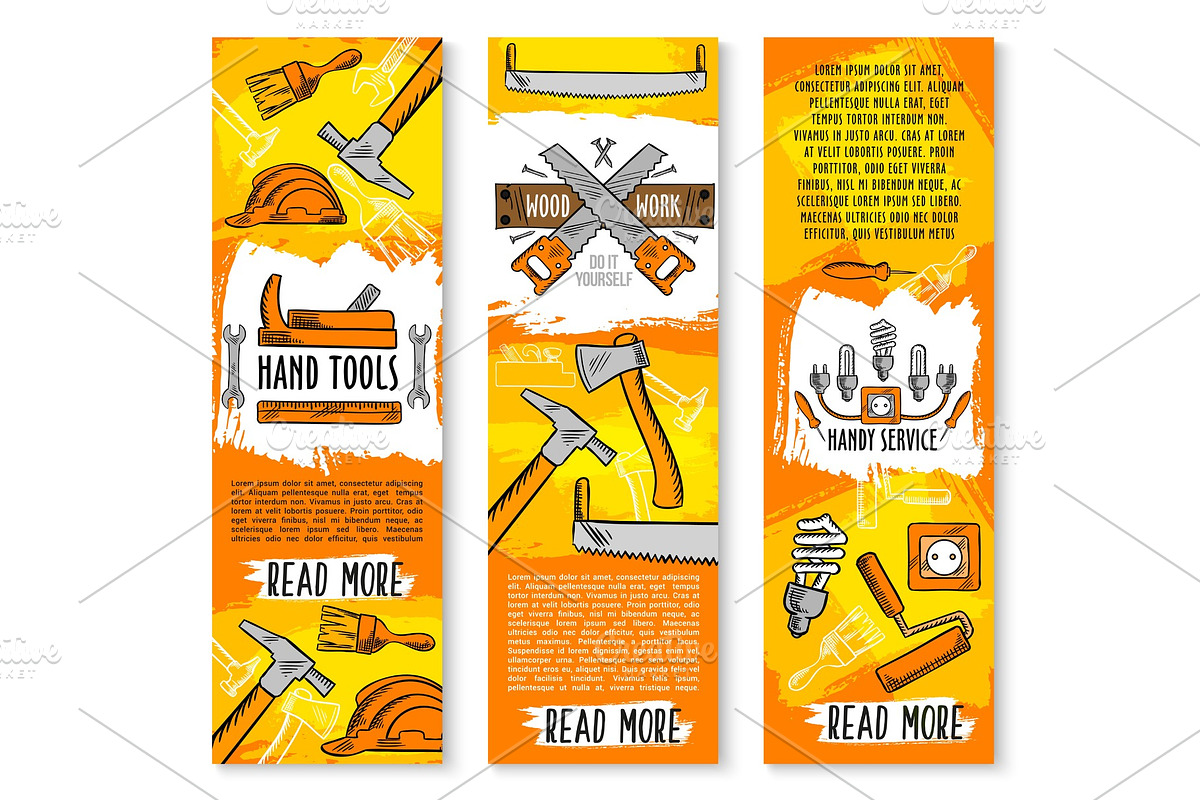 Vector construction handy work tools banners, an Illustration by Vector ...