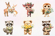 Spring Woodland Animal with Bouquet, an Illustration by CreationArt (Thumbnail 2 of 9)