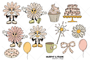 Groovy Retro Daisy Clipart Bundle, a Graphic by Murphy & Frank (Thumbnail 6 of 9)
