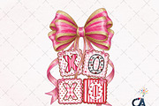 XOXO Valentine Pink Bow PNG, an Illustration by Creative Art (Thumbnail 1 of 6)