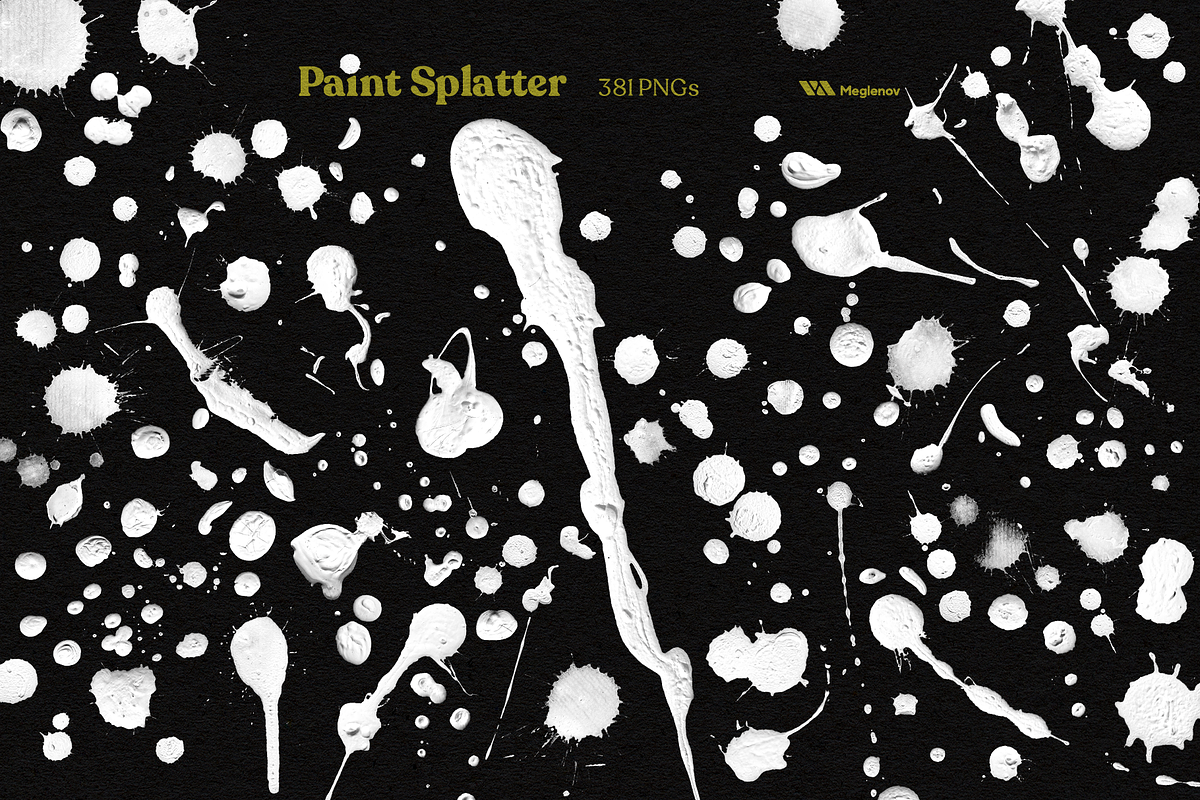 Paint Splatter [381 PNGs], a Texture Graphic by Meglenov (Photo 6 of 12)