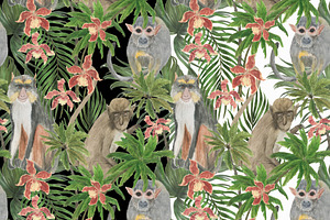 Monkeys - Watercolor Patterns