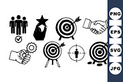 Business Goals Icon Set, an Illustration by designvectx (Thumbnail 1 of 3)