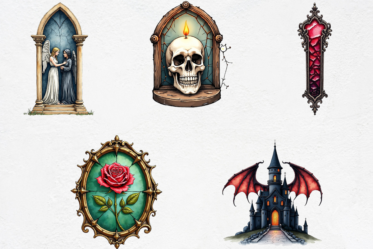 Gothic Stain Glass Bookmark, an Illustration by CrexoraLab (Photo 4 of 5)