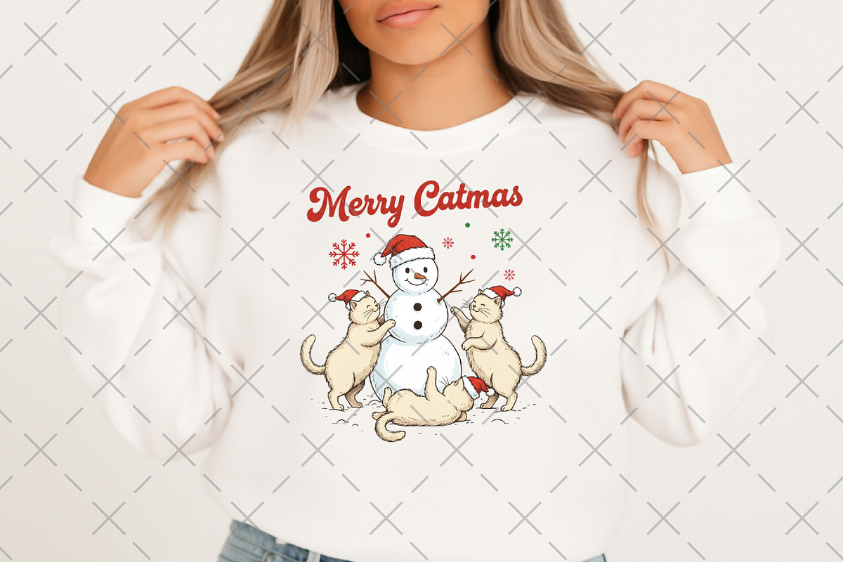 Funny Santa Snowman Cat PNG, an Illustration by Craft Nest (Photo 5 of 6)
