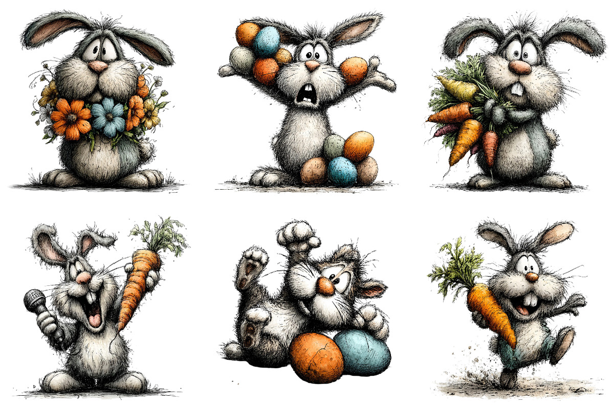Funny Easter Bunny Clipart, an Illustration by Dream Creation (Photo 2 of 7)