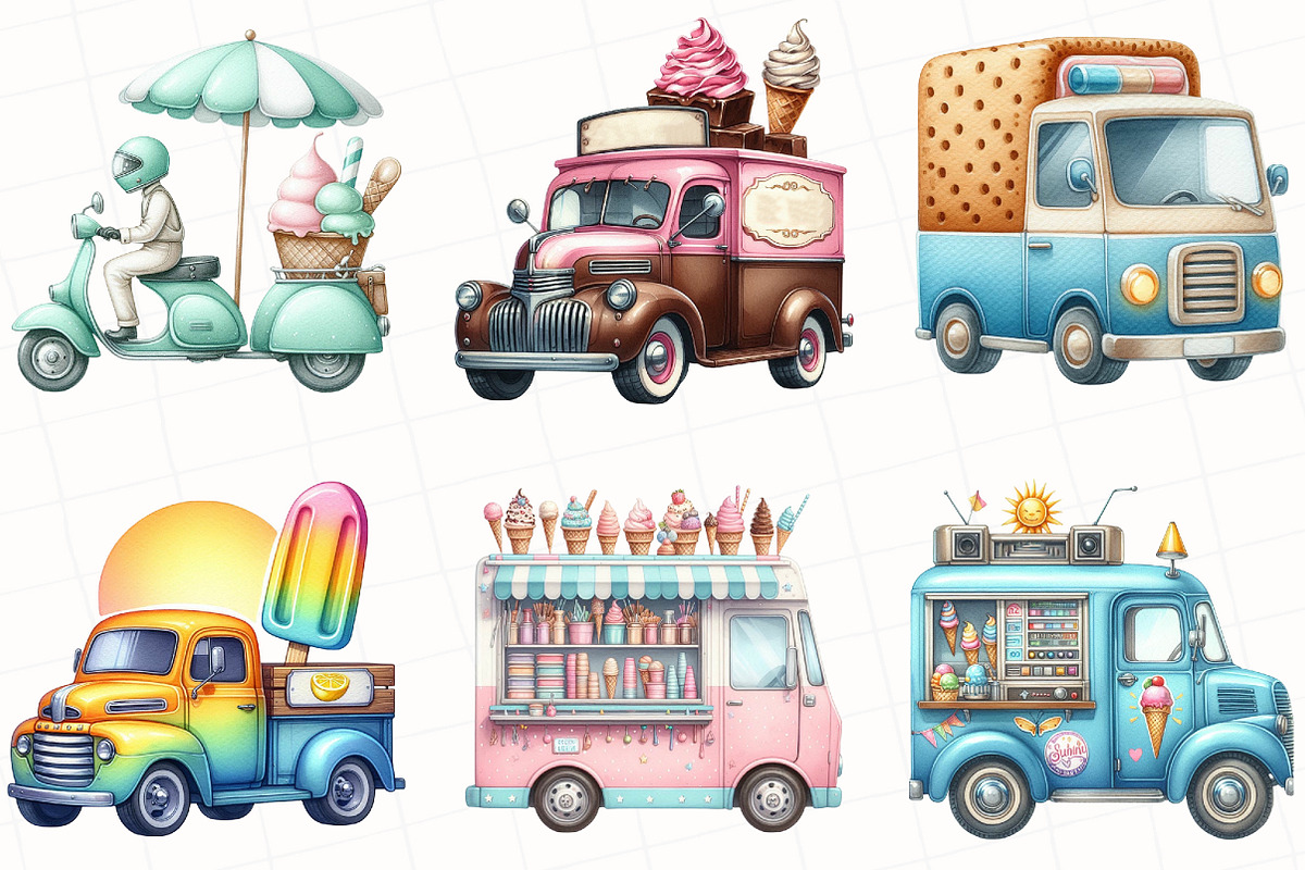 Summer Ice Cream Truck Clipart, an Illustration by OK Design (Photo 3 of 5)