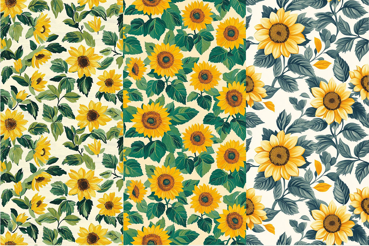 12 Joyful Sunflower Seamless Pattern, a Pattern Graphic by Inknfolly (Photo 3 of 7)