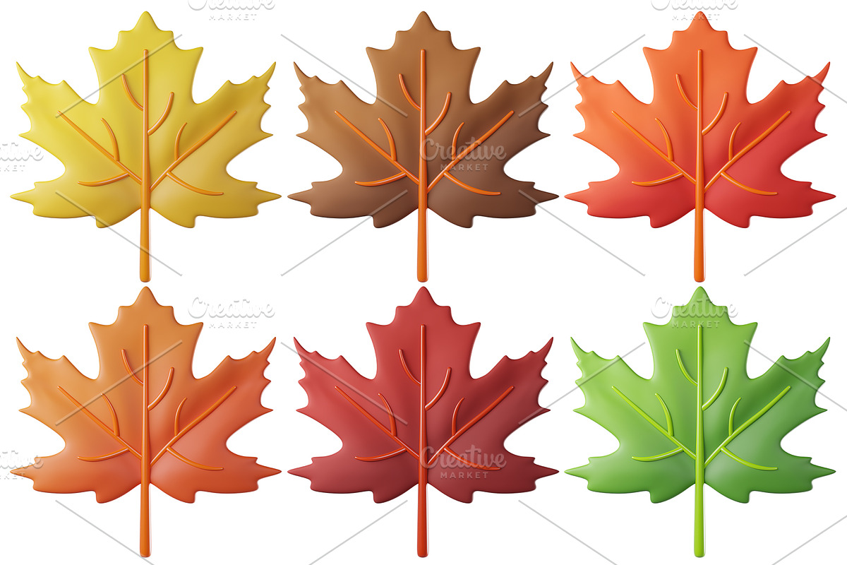 Cute 3D Autumn Leaves, a Plants & Tree 3D Model by Hannet (Photo 3 of 14)