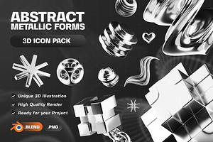 Abstract Metallic Forms 3D Icon Pack, an Object 3D Model by Haps Space