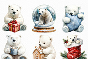 Christmas Polar Bears Clipart, an Illustration by Craft Nest (Thumbnail 5 of 6)