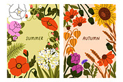 Flower posters, cards for 4 seasons, a Background Graphic by Good Studio (Thumbnail 4 of 9)