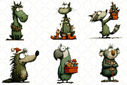Hand Drawn Christmas Animals Clipart, an Illustration by Black Bird Studio (Thumbnail 6 of 6)