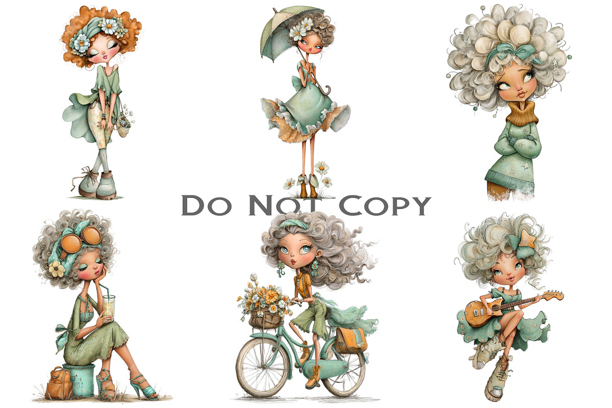 Whimsical Lady Clipart Bundle, an Illustration by Craft Nest (Photo 3 of 9)