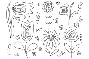 Strange flowers in doodle sketch, an Object Illustration by Tati_Kli