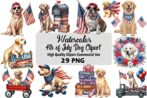 4th of July Dog PNG Bundle, an Illustration by Daily.Designs