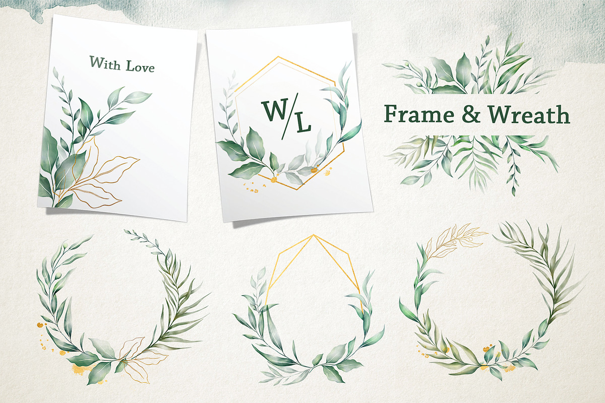Watercolor & Gold Leaf Branch, a Decorative Illustration by Papatongartist (Photo 4 of 12)