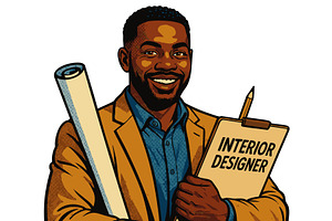 Smiling Male Interior Designer, a Person Illustration by AlexArt