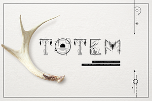 Totem. Mystical Font. Line Art Style