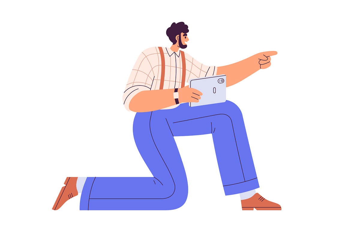 Young people using tablet PC set, a Person Illustration by Good Studio (Photo 3 of 4)