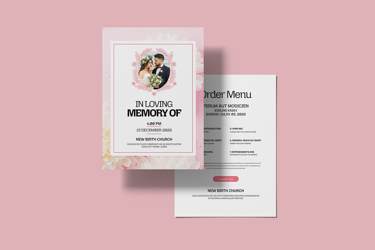 Floral Wedding Invitation Template, an Invitation Template by Creatiya Type (Photo 2 of 6)