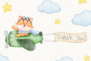 Watercolor Cute Pilot Animal Clipart, an Animal Illustration by ekossa_art (Thumbnail 6 of 6)