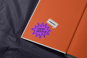 Editorial Sticker Mockups, a Packaging Mockup by Mocku