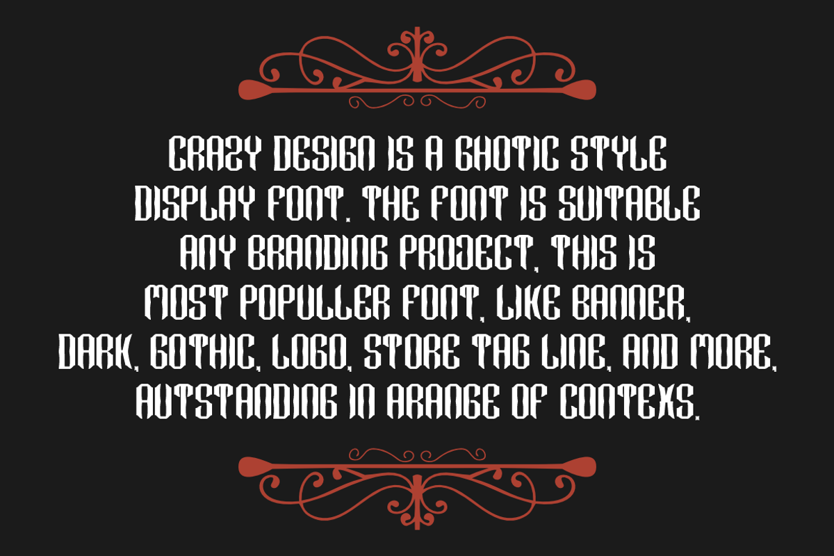 Crazy Design, a Blackletter Font by QR Design Studio (Photo 2 of 6)