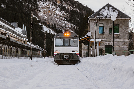Train at the station featuring train, station, and winter, a Transportation Photo by OSORIOartist