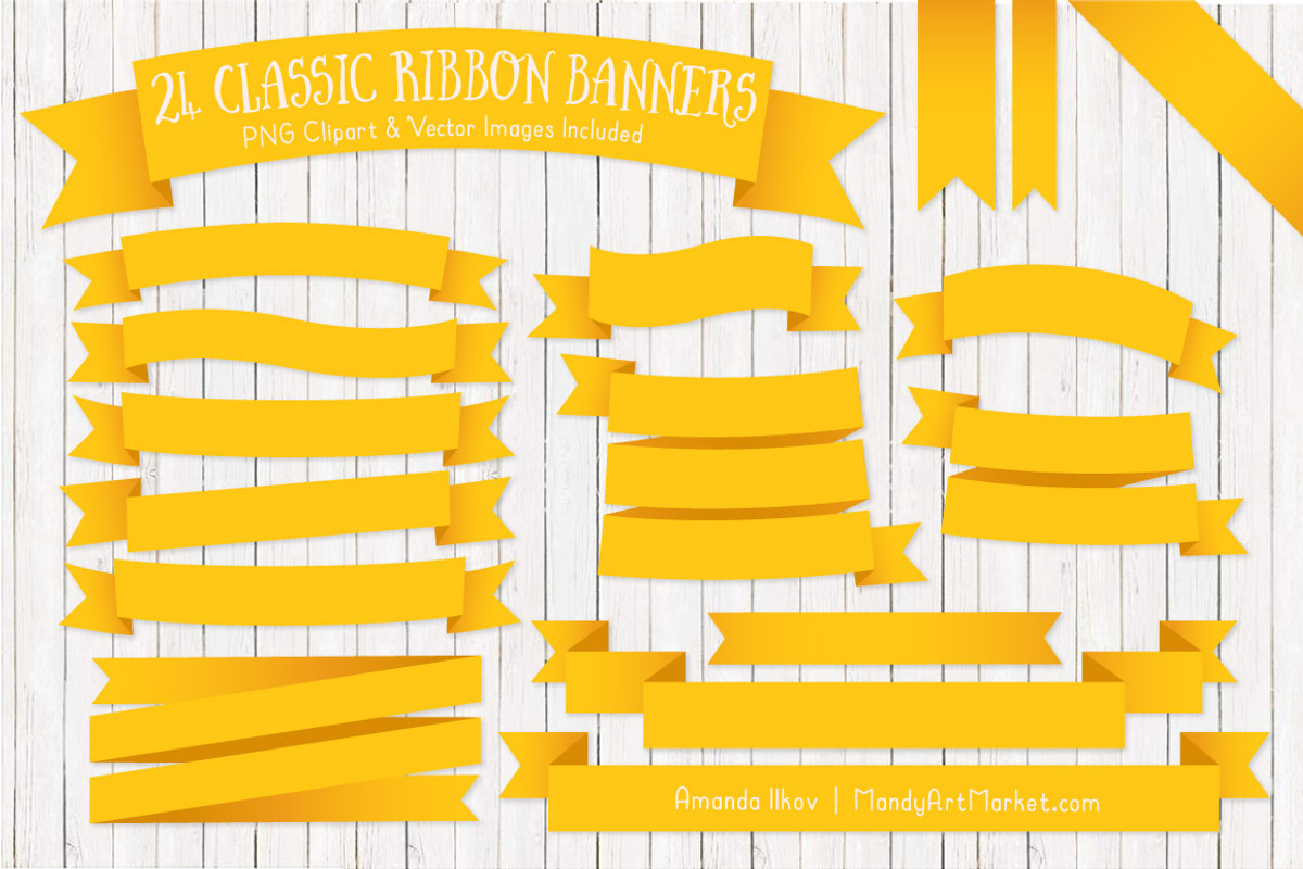 Yellow Ribbon Banner Clipart, an Illustration by Amanda Ilkov (Photo 1 of 4)
