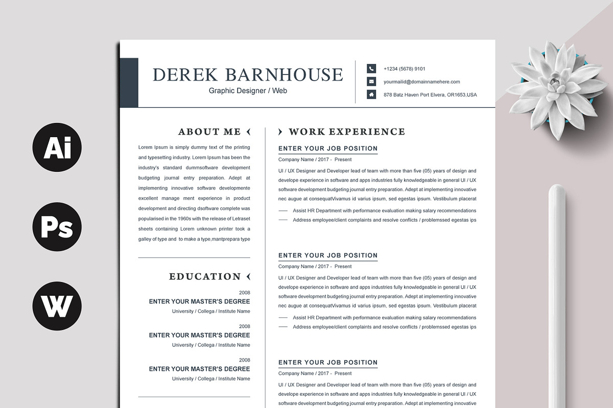 Clean Resume / CV Template, a Resume Template by X-Type (Photo 1 of 5)