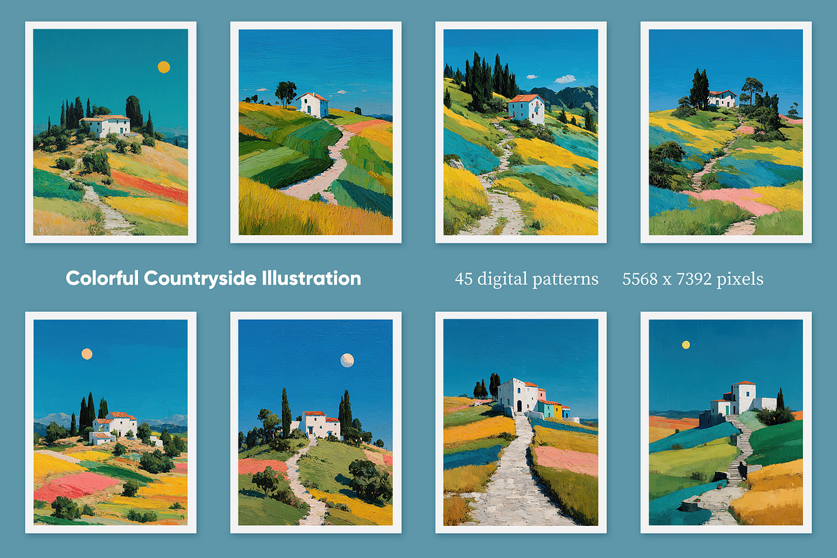 Colorful Countryside Illustration, a Decorative Illustration by Housui Patterns (Photo 3 of 12)