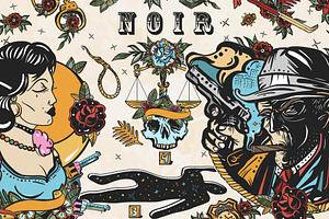 Noir old school tattoo