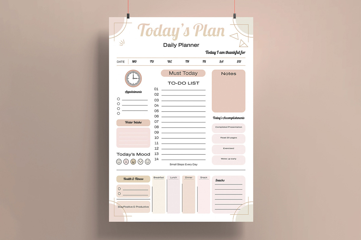 Daily Planner Template, a Stationery Template by MightyDesign (Photo 1 of 8)