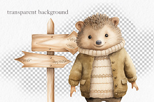 Winter Woodland Animals Clipart PNG