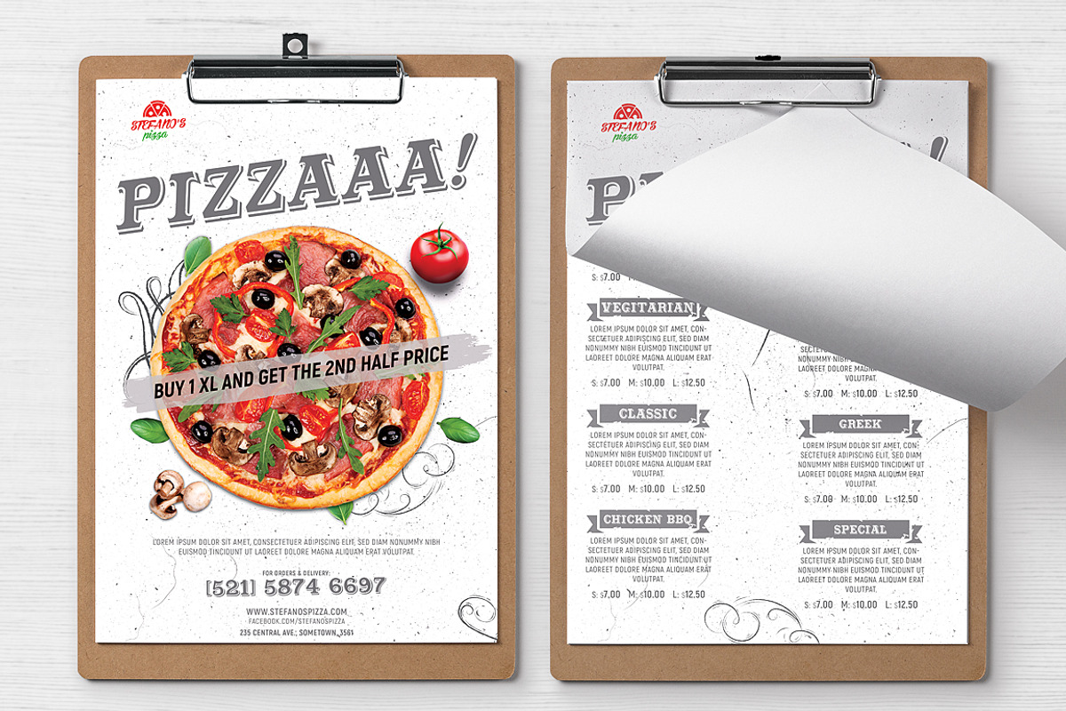 Pizza Flyer Menu Template, a Flyer Template by Hotpin (Photo 2 of 3)