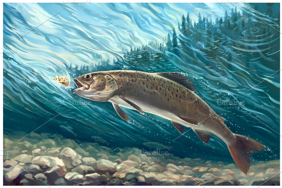 Fishing illustration., an Object Illustration by Countryside life (Photo 2 of 7)