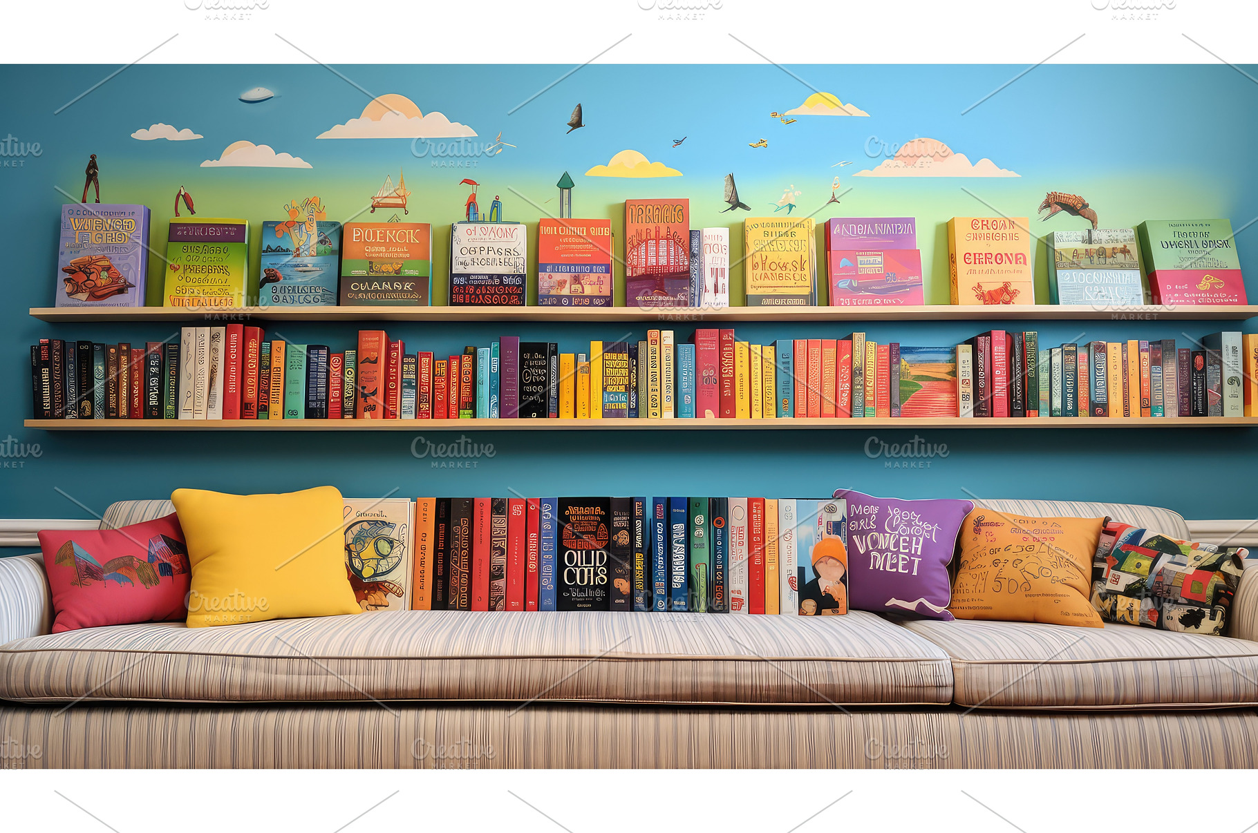 nook books border ai generated, an Abstract Photo by pikepicture