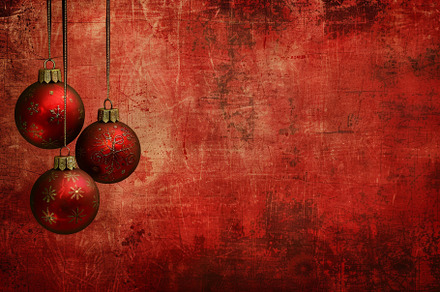 Three red Christmas ornaments with g, a Photo by Tanuart