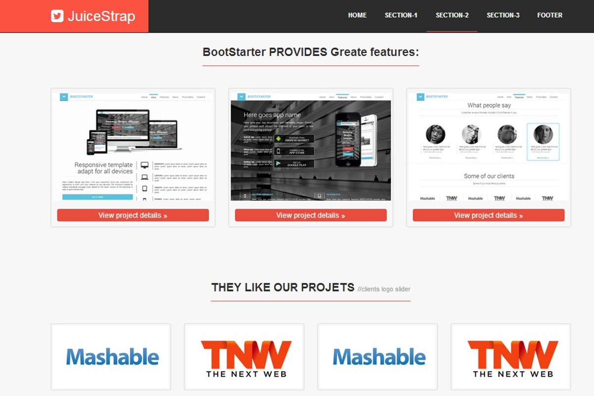 JuiceStrap flat parallax Bootstrap, a Websites & App Template by Bootstraptor (Photo 4 of 5)