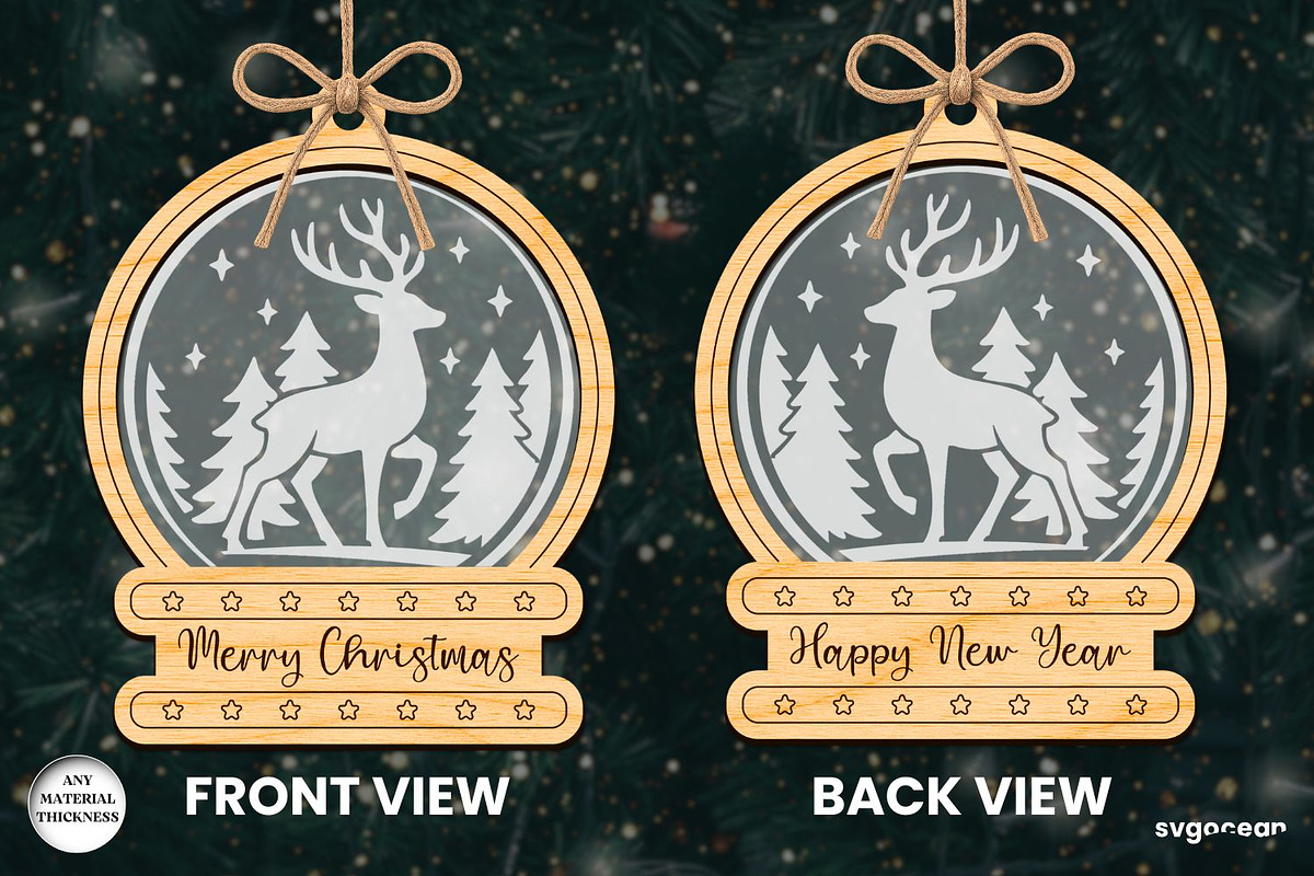 Christmas Snowglobe Ornaments SVG, a Decorative Illustration by svgocean (Photo 3 of 13)