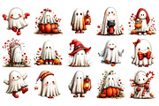 Halloween Ghost PNG Clipart Bundle, a Seasonal Illustration by Nicolle's Colorful Art (Thumbnail 2 of 4)