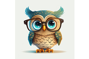 Cute cartoon owl character with, an Animal Illustration by Lermont51