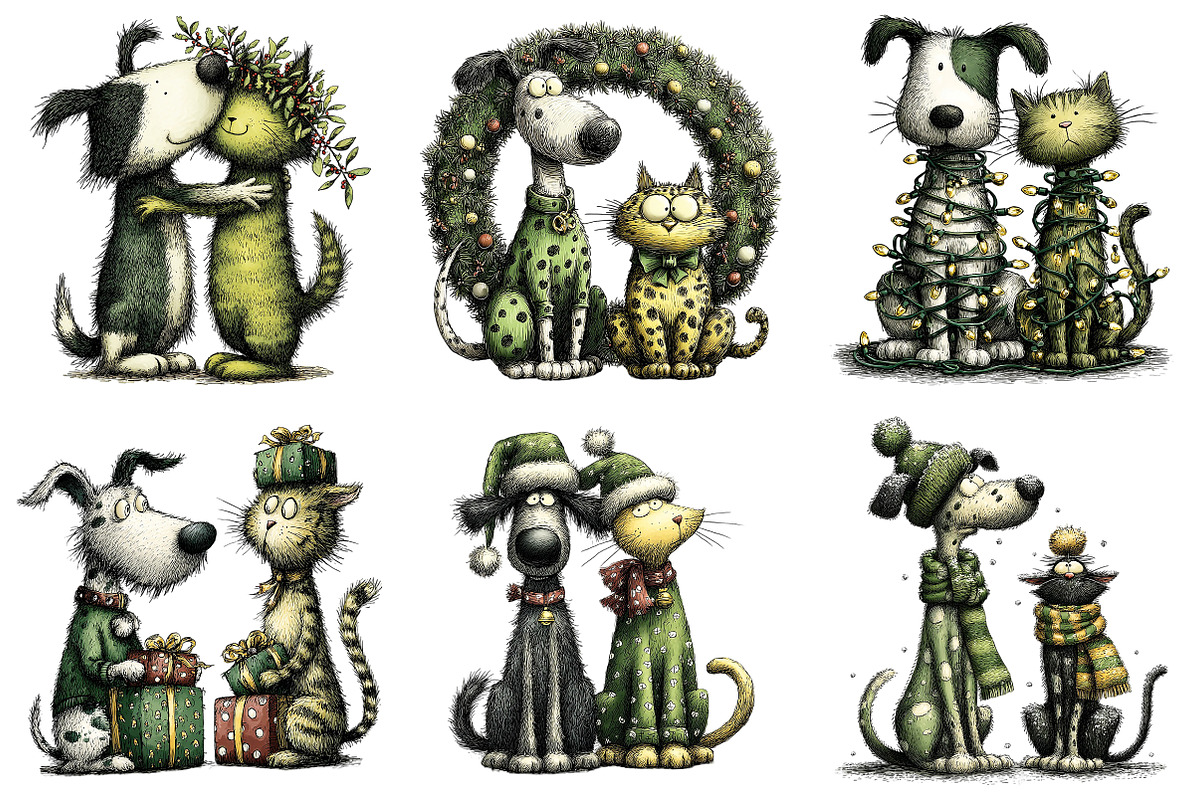 Christmas Dog & Cat Friends, an Illustration by Craft Nest (Photo 3 of 9)