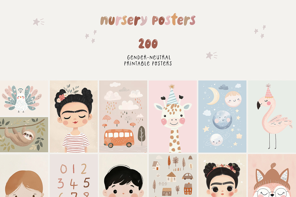 200 NURSERY POSTERS & PRINTS, a Background Graphic by Muse Artist (Photo 6 of 15)