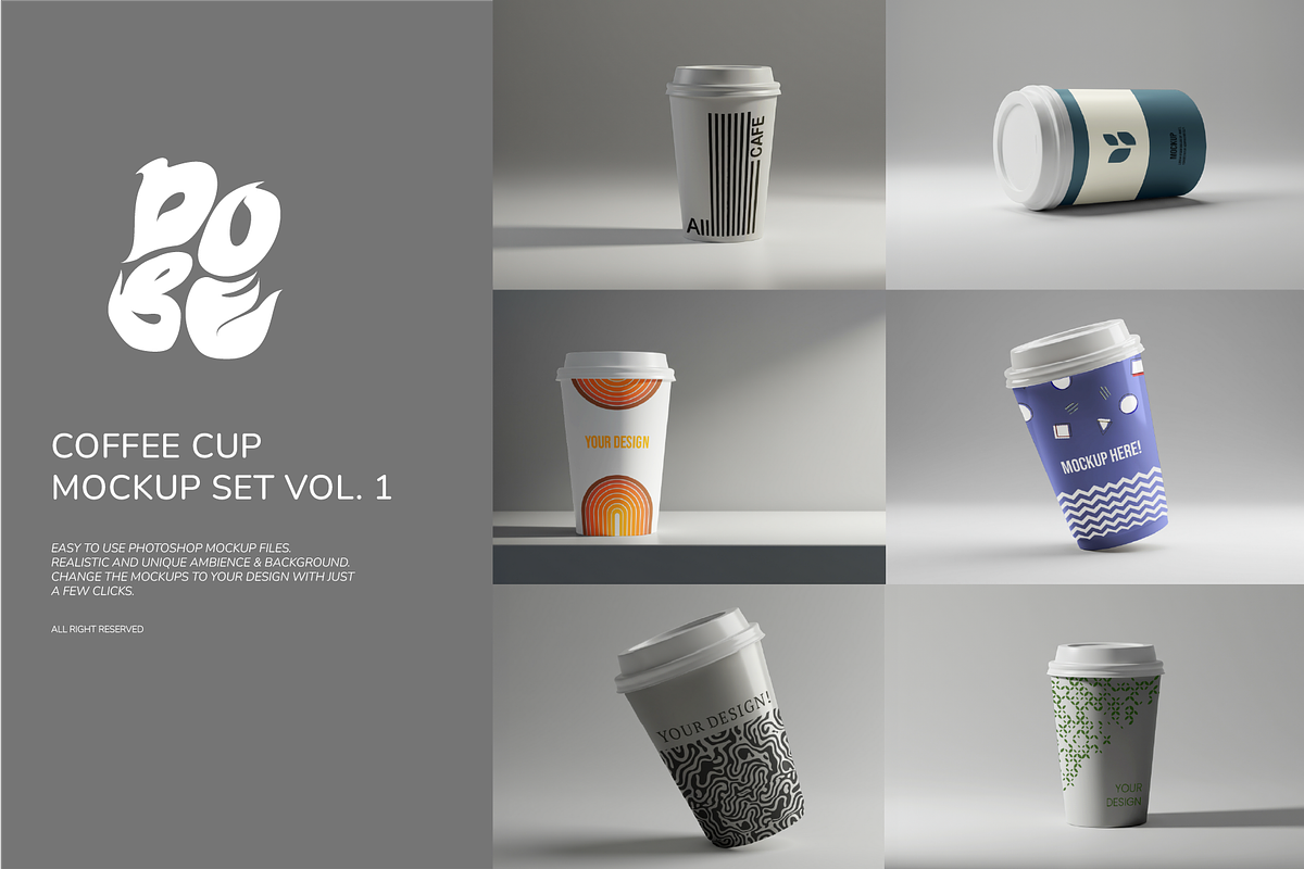 Coffee Cup Mockup Set - Vol 1, a Mockup by DOBE Studio (Photo 1 of 5)